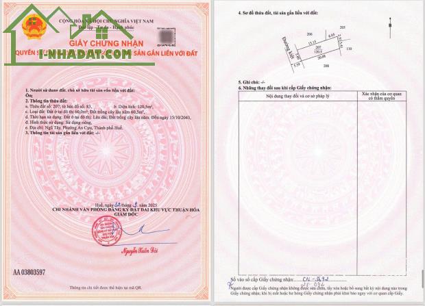 Chỉ 1 tỷ 180 triệu sở hữu lô đất 120,5m2 mặt tiền Kiệt ôtô 86 Thiên Thai, P. An Cựu, TPHuế - 1