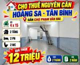 Cho thuê nhà mặt tiền thụt Hoàng Sa Tân Bình, 4x15m, 12tr