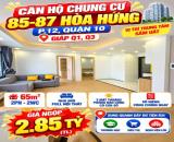 Bán căn hộ Hòa Hưng Q10 ,65m2 2,PN2WC ,Full NT ,có Sổ giá 2.85tỷ