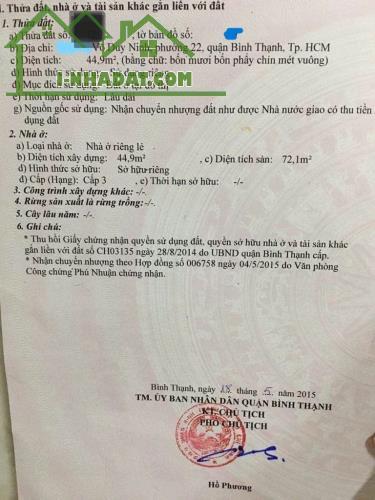 NHÀ 8T2 4 LẦU BÌNH THẠNH Kg QH 44,9m2 - 1