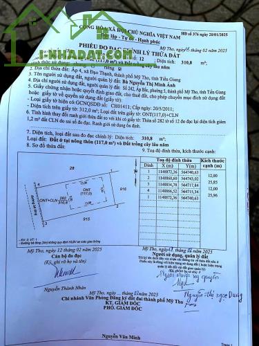 Gần Cống Bảo Định. P. Đạo Thạnh. Lô đất Thổ cư diện tích ĐẸP=12 x 26m. - 4