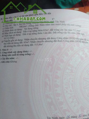 Cần sang gấp đất thổ cư, mặt tiền Tại Ấp Văn Hóa, Xã Trà Vong, Huyện Tân Biên, Tây Ninh