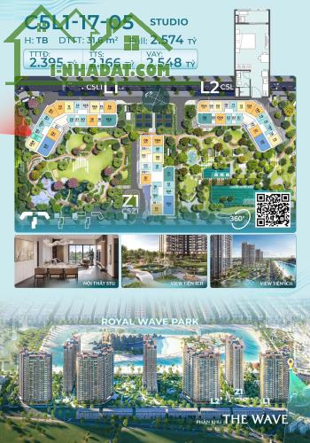 QUỸ CĂN STUDIO  ĐỘC QUYỀN – CHUNG CƯ CAO CẤP TẠI PHÂN KHU THE WAVE Ở VINOCEAN 2, GIÁ CỰC T