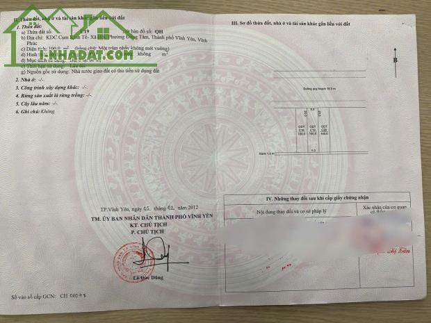 BÁN gấp lô đất đẹp cụm kinh tế Đồng Tâm, Trần Doãn Hựu, Vĩnh Yên 100m mt5m sẵn sổ 2,7 tỷ