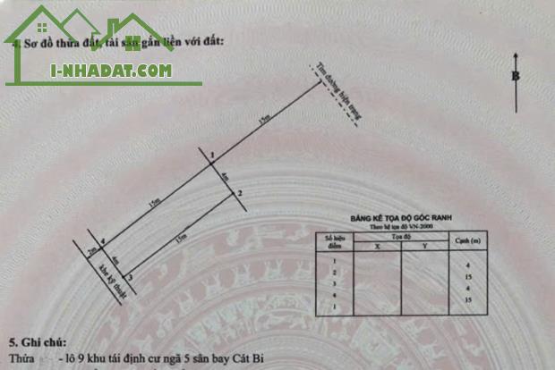 BÁN ĐẤT LÔ 9 LÊ HỒNG PHONG – HẢI AN – KHE SAU 2M – GIÁ 117TR/M² - 2