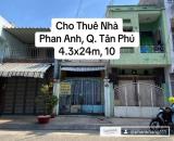 Cho thuê nhà Phan anh, quận Tân Phú, 4.3x24m, 10 triệu