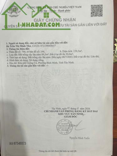 CƠ HỘI SỞ HỮU ĐẤT GIÁ TỐT TẠI KP GIỒNG CÀ, P. BÌNH MINH,TÂY NINH - 2