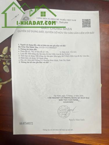 CƠ HỘI SỞ HỮU ĐẤT GIÁ TỐT TẠI KP GIỒNG CÀ, P. BÌNH MINH,TÂY NINH - 3