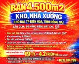 BÁN 4.500m2 KHO, NHÀ XƯỞNG P.HỐ NAI, TP BIÊN HÒA, GẦN QL1A, SỔ HỒNG RIÊNG ĐẤT SKC 💯 (X072