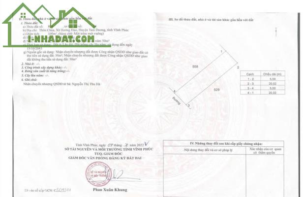 Bán lô 100m2 thôn Chùa, Hướng Đạo gần ngay KCN Tam Dương lh_0987673102 - 1