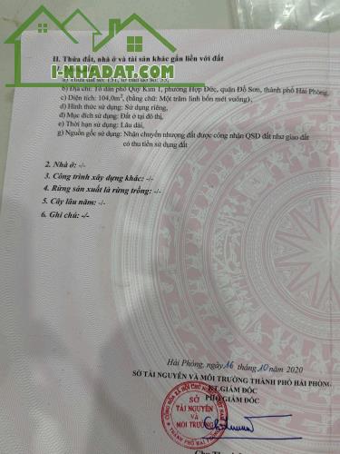 Cần bán nhà ngay NGÃ Tư đầu chợ Quý Kim - Đồ Sơn - Hải Phòng  - Diện tích : 104m2 - 4