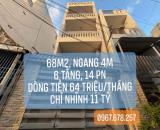 DÒNG TIỀN 64 TRIỆU/ THÁNG NGAY CHỢ CÂY QUÉO HOÀNG HOA THÁM 68M2, 6 TẦNG, 14PN, nhỉnh 11 tỷ