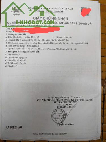 Bán lô đất vị trí đẹp tại Thôn Miếu Môn, Xã Trần Phú, Chương Mỹ, HN
