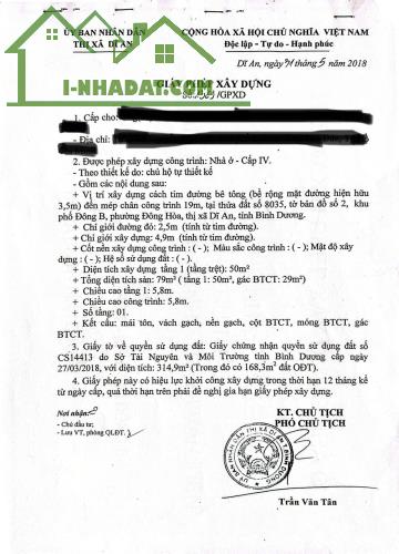 Bán nhà 51/9 đường Trần Quang Khải, P. Đông Hòa, HCM. Địa chỉ cũ: TP. Dĩ An, Bình Dương. - 4