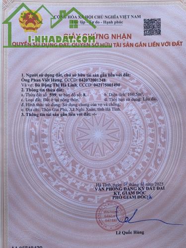 CHÍNH CHỦ CẦN BÁN GẤP LÔ ĐẤT ĐẸP GIÁ TỐT – X. Xuân Viên, H. Nghi Xuân, T. Hà Tĩnh - 1