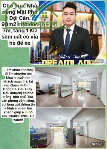 Cho thuê Nhà Mặt Phố Nguyễn Thái Học, Quận Ba Đình 90m2 T1 giá 15tr KD vô địch - 3