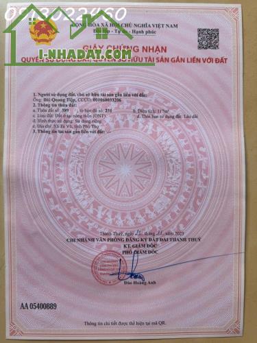CHUYỂN NHƯỢNG LÔ 227M2 ĐẤT TẠI XÃ TU PHÚ, THANH THỦY, PHÚ THỌ - 2