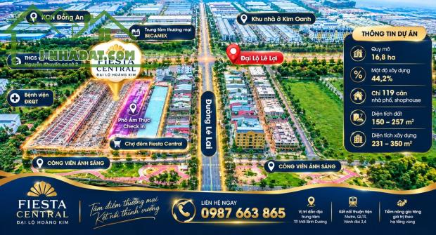 FIESTA CENTRAL BECAMEX BÌNH DƯƠNG 0987663865  – NHÀ PHỐ 2 MẶT TIỀN CHỈ 4,6 TỶ/CĂN